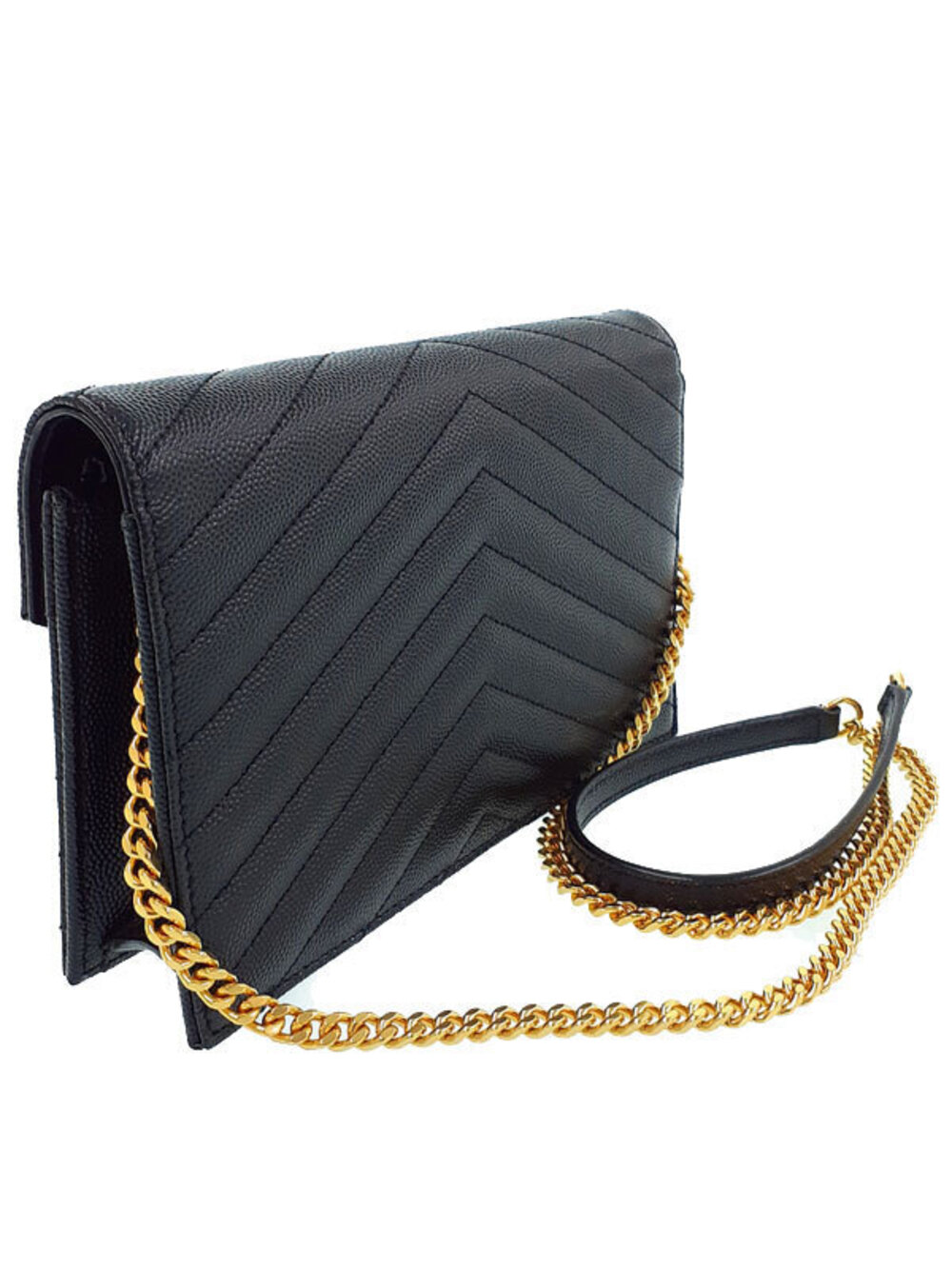 Saint Laurent Wallet Chain Envelope Paris Monogram Brown
